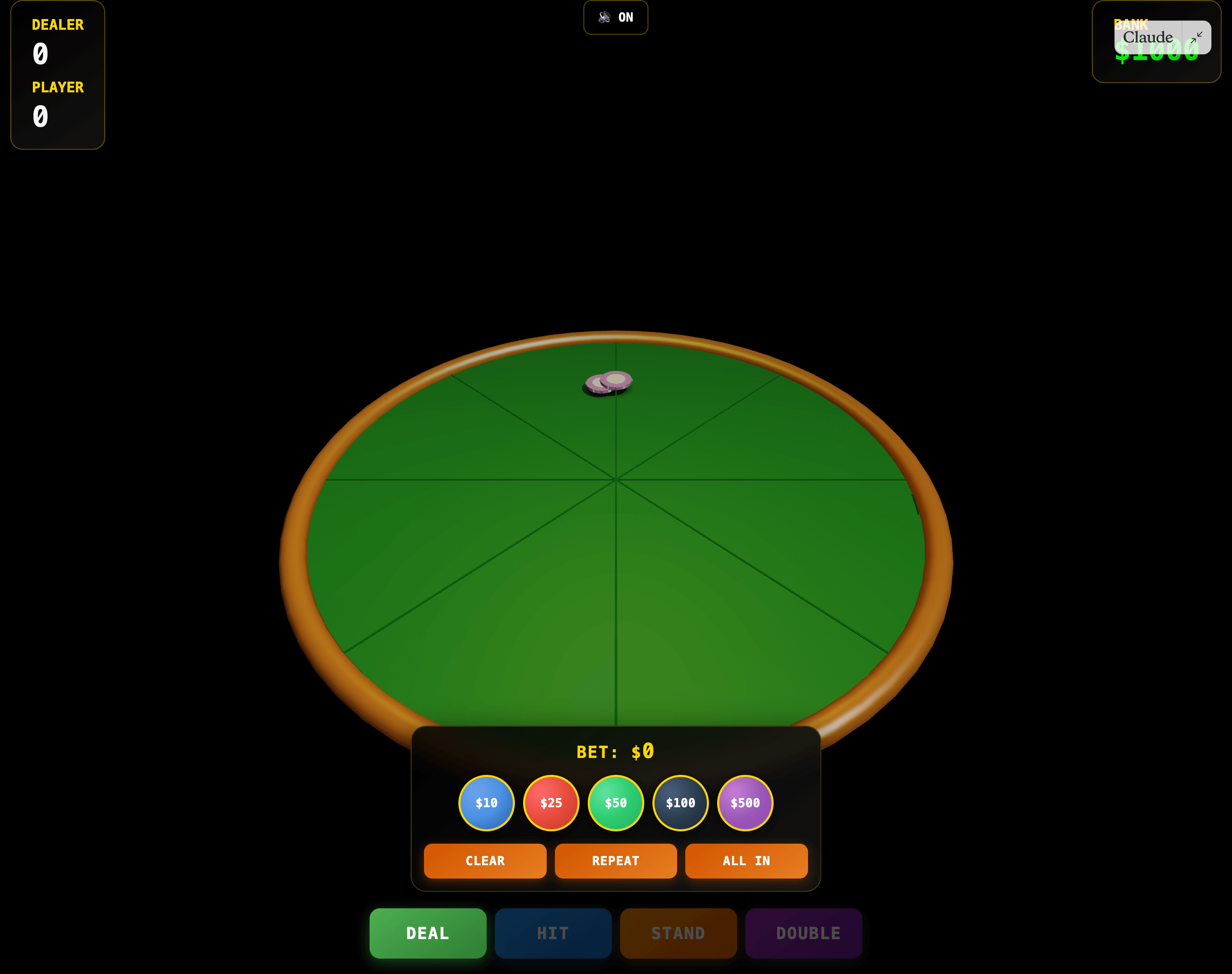 Three.js Blackjack Game preview Three.js Blackjack Game screenshot